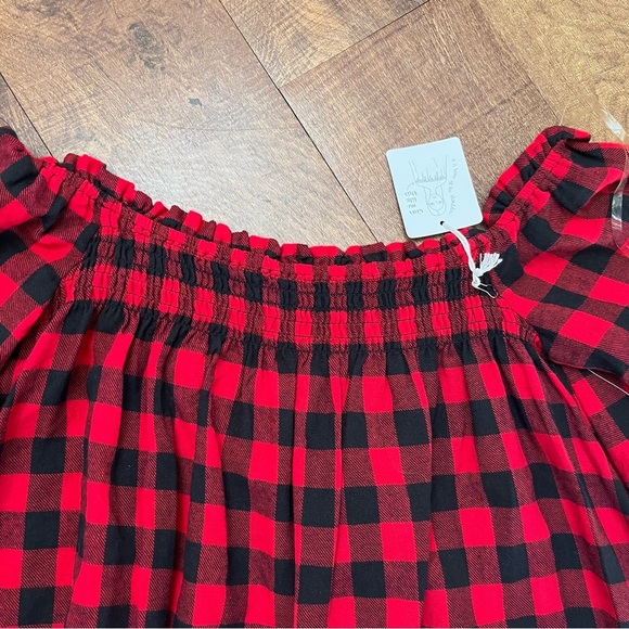 NWT  altar’d state red black plaid bell sleeves blouse Sz large - Picture 2 of 7